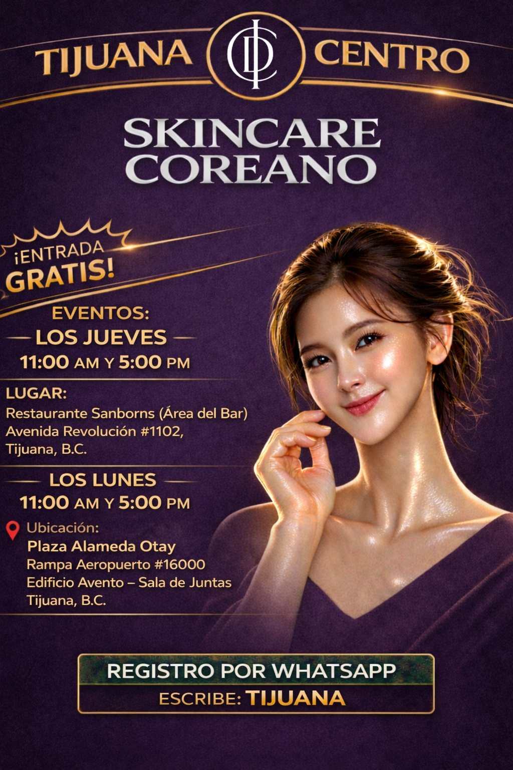 Skincare Coreano GRATIS — Tijuana Centro y Otay — Lunes y Jueves